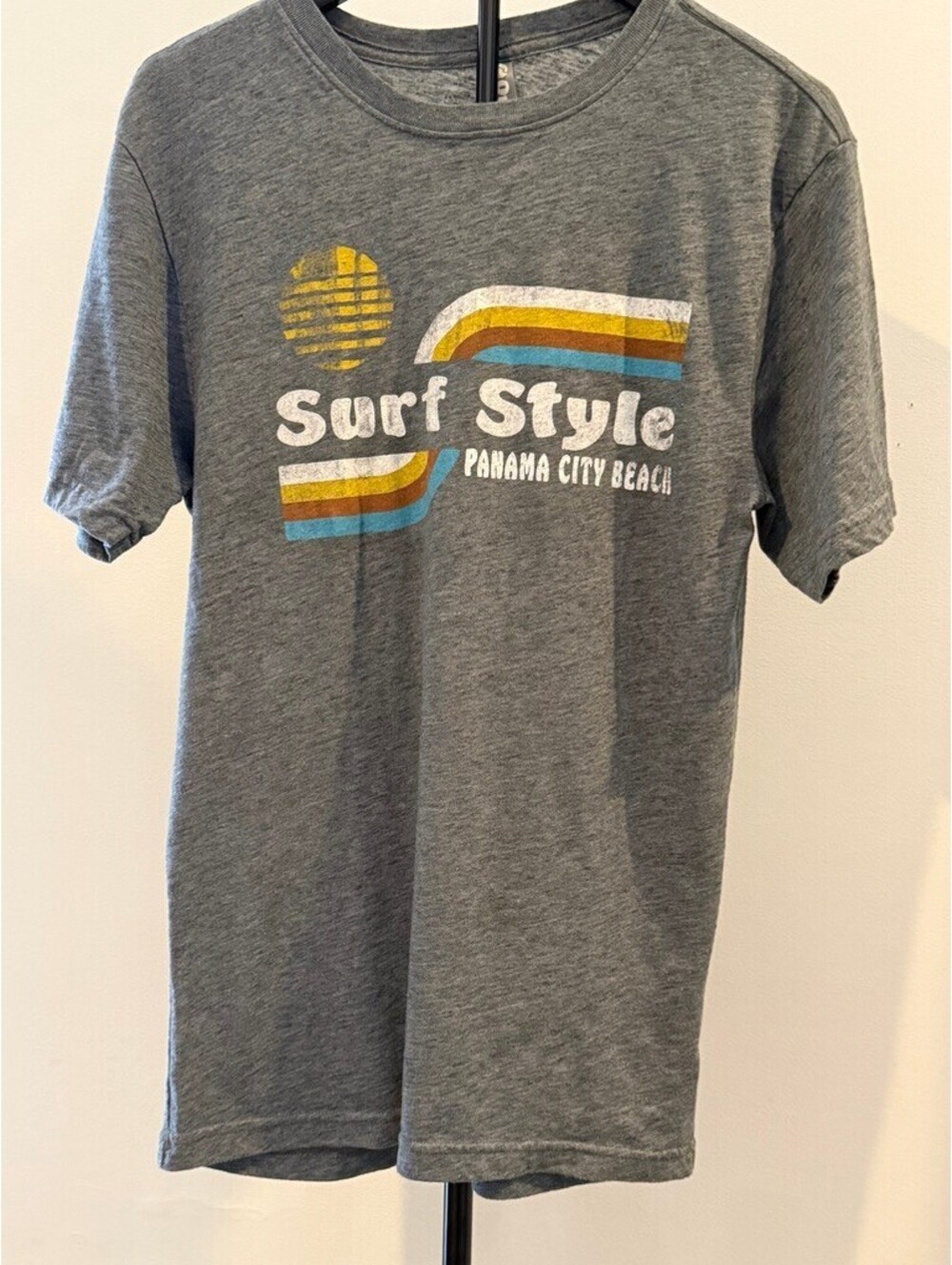 Ouray Surf Style Panama City Beach T Shirt Mens Sm Gray Retro Sunset Graphic FL